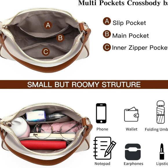 Women's Small Leather Crossbody Shoulder Bag with Detachable Straps - Picture 2 of 7